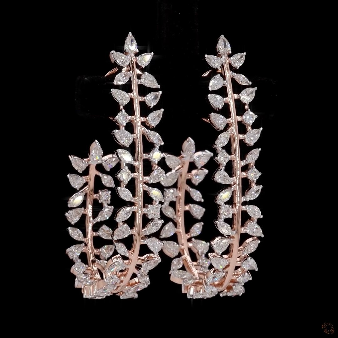 Leaf Drop Hoop Earrings 2