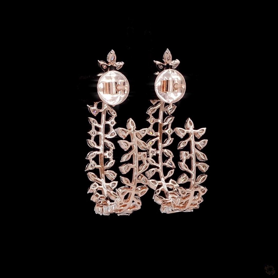 Leaf Drop Hoop Earrings 3
