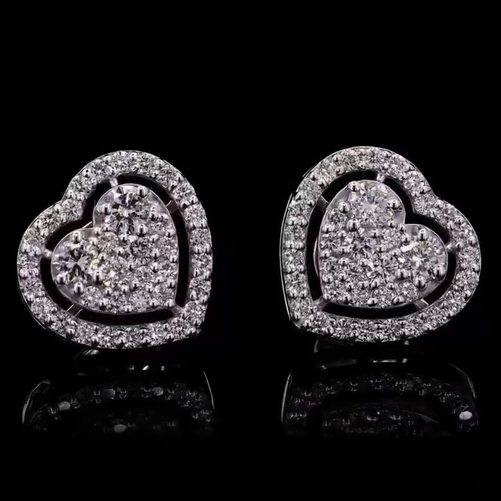 Heart Diamond Stud Earrings