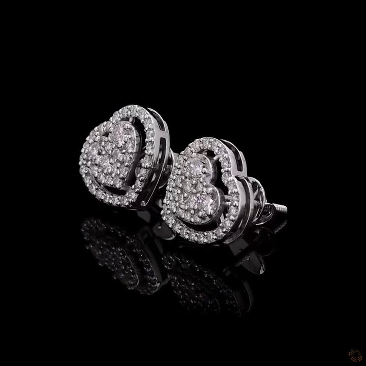 Heart Diamond Stud Earrings 2