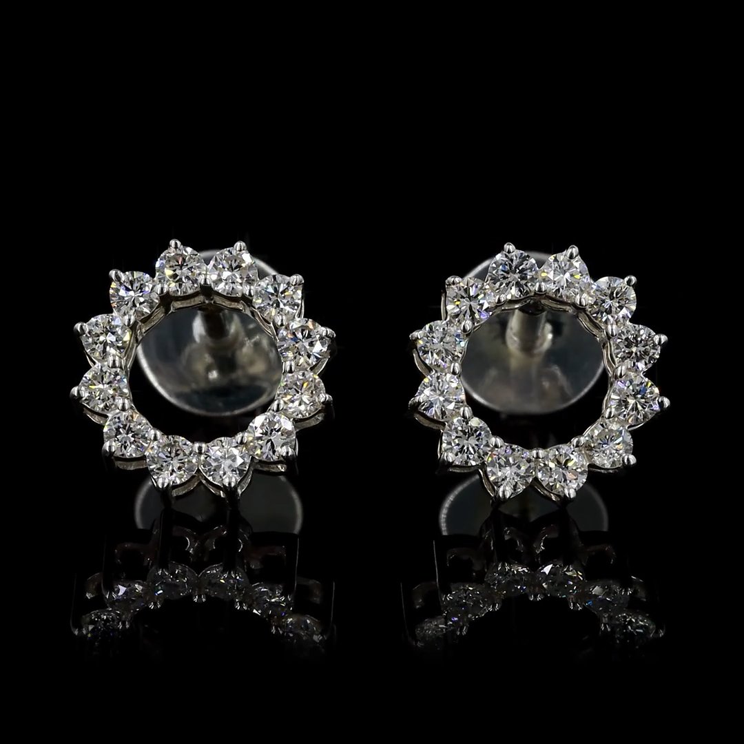 Circle Diamond Stud Earrings