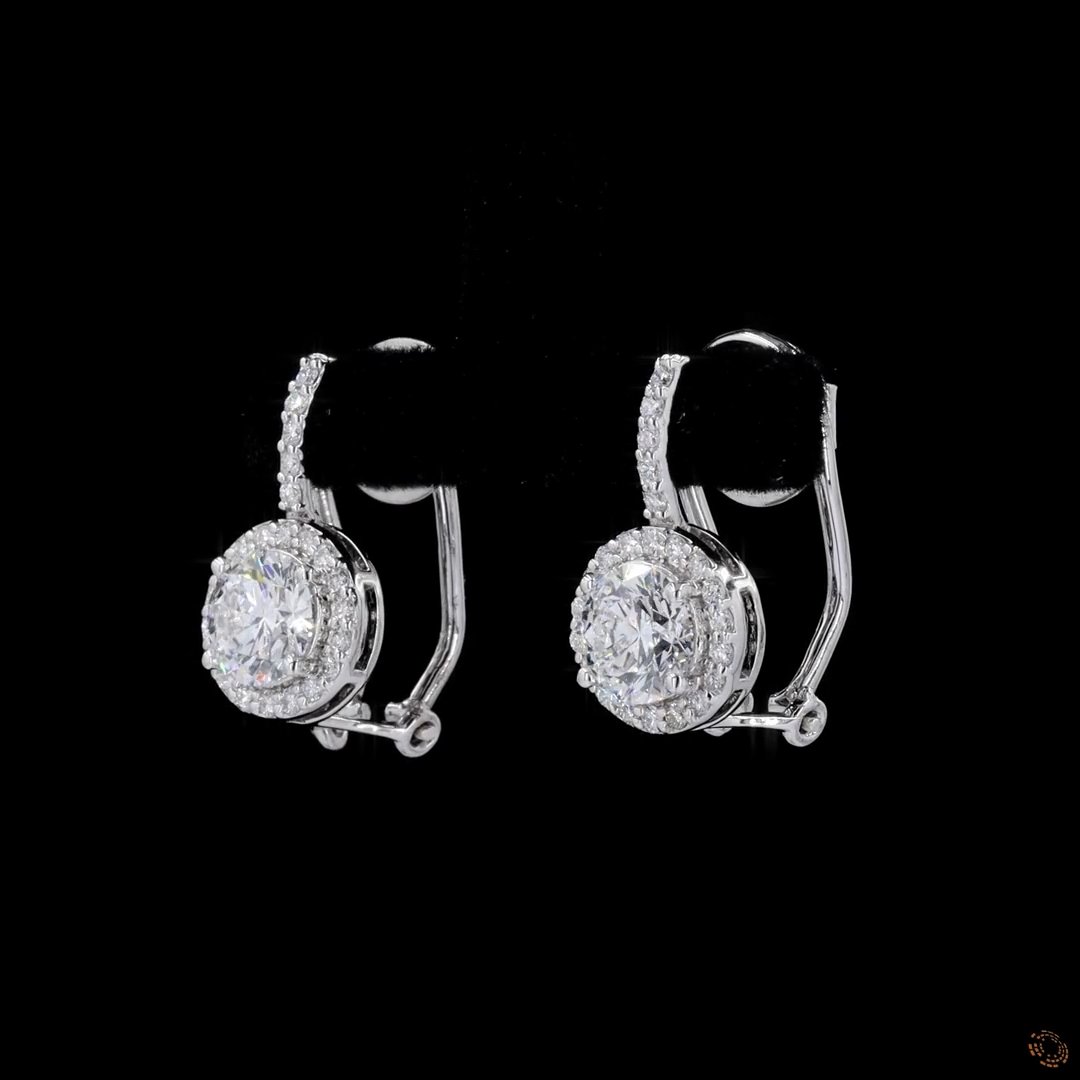 Round Halo Drop Earrings 2