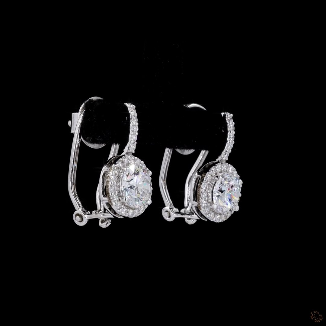 Round Halo Drop Earrings 3