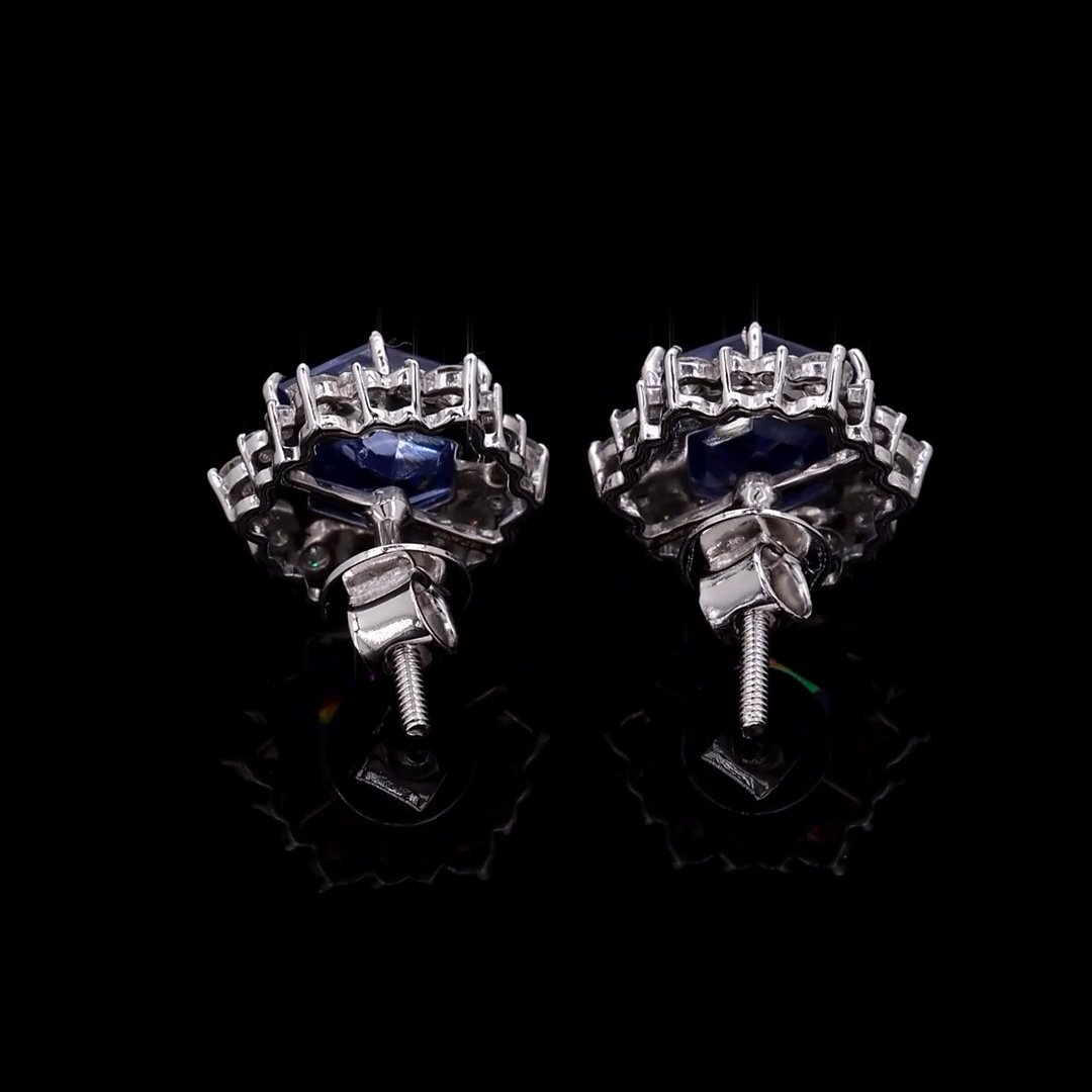Hexagon Sapphire Stud Earrings 4