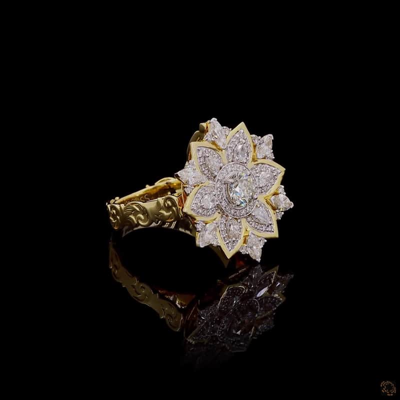 Floral Sunburst Diamond Ring 2
