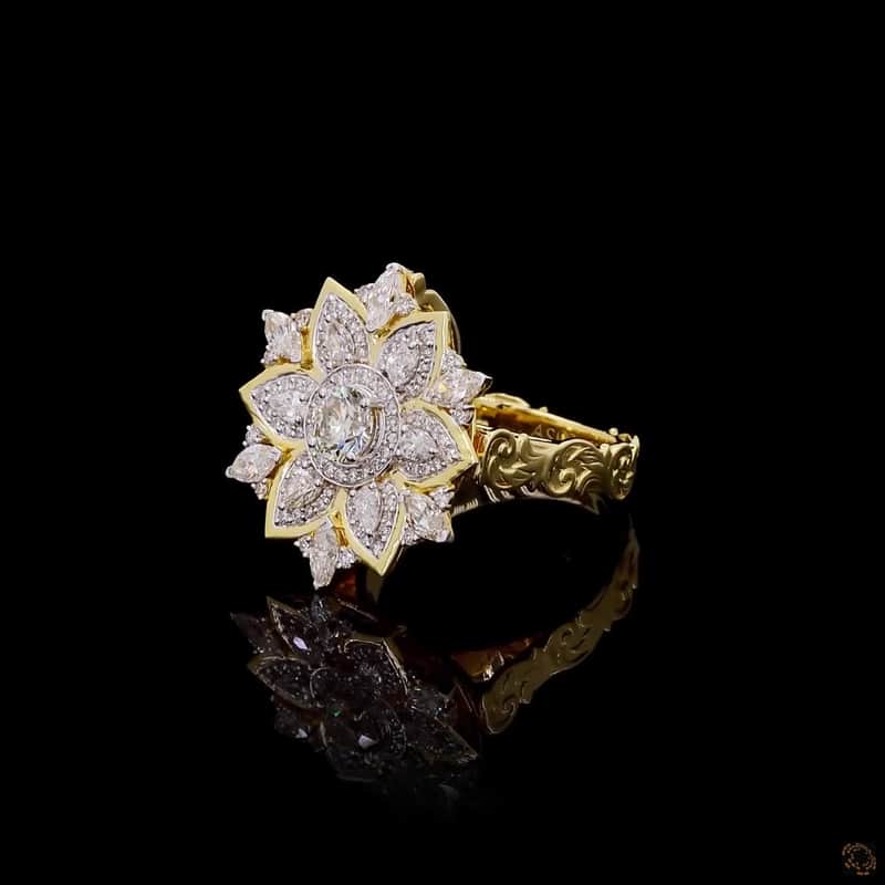 Floral Sunburst Diamond Ring 3