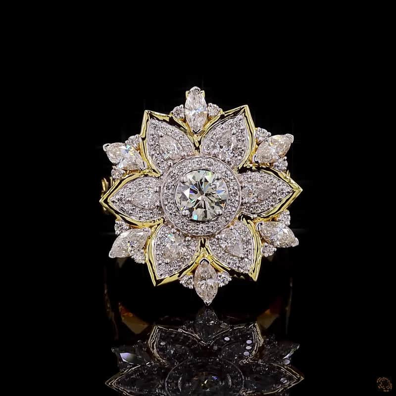 Floral Sunburst Diamond Ring 5