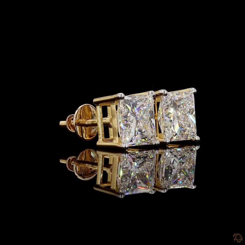 Princess Solitaire Stud Earrings 2