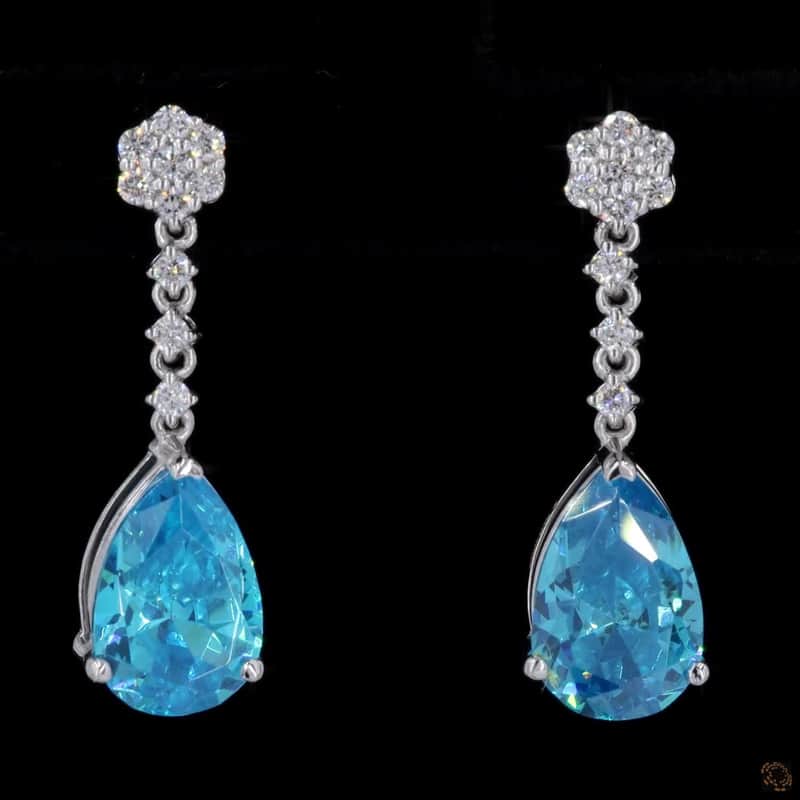 Floral Pear Blue Drop Earrings 2