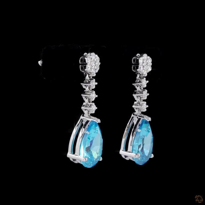 Floral Pear Blue Drop Earrings 3