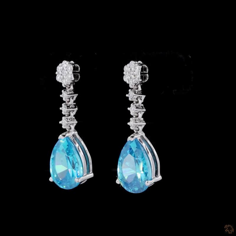 Floral Pear Blue Drop Earrings 4