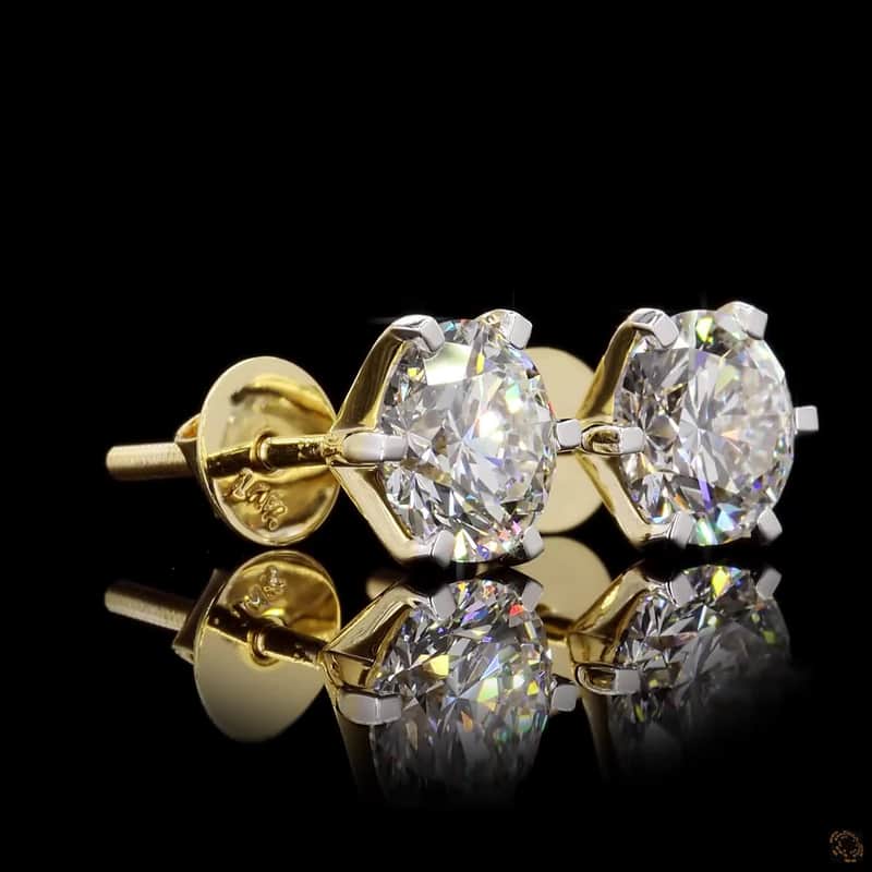 Round Solitaire Stud Earrings 2