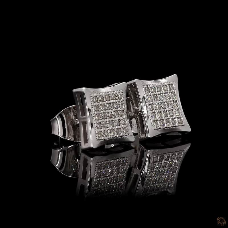 Concave Square Pavé Stud Earrings 2