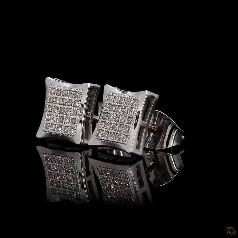 Concave Square Pavé Stud Earrings 3