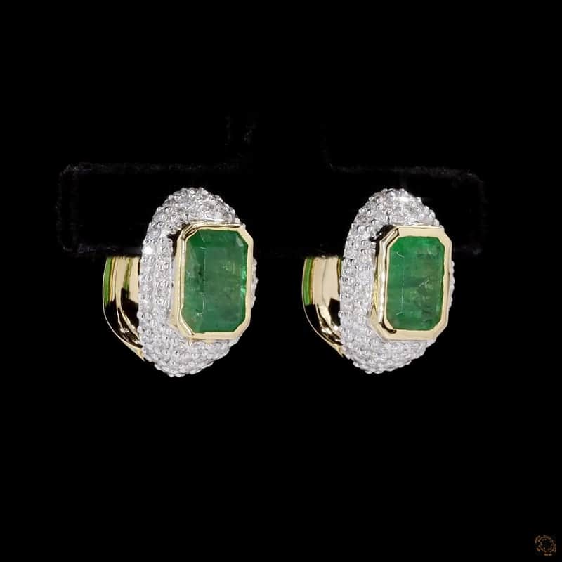 Emerald Halo Oval Stud Earrings 2