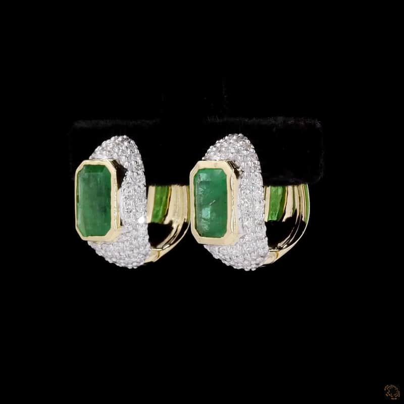 Emerald Halo Oval Stud Earrings 3