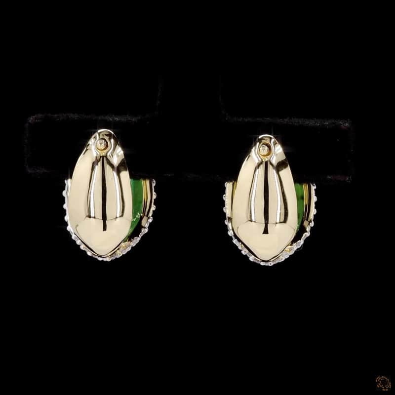 Emerald Halo Oval Stud Earrings 4