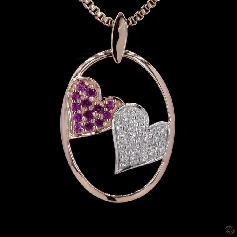 Interlocking Hearts Oval Pendant 2