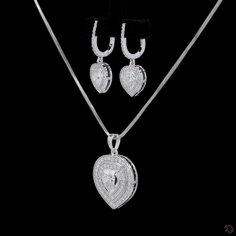 Heart Halo Pendant and Earring Set 3