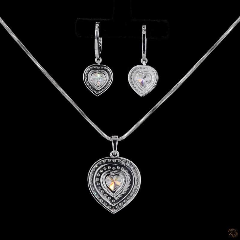 Heart Halo Pendant and Earring Set 4