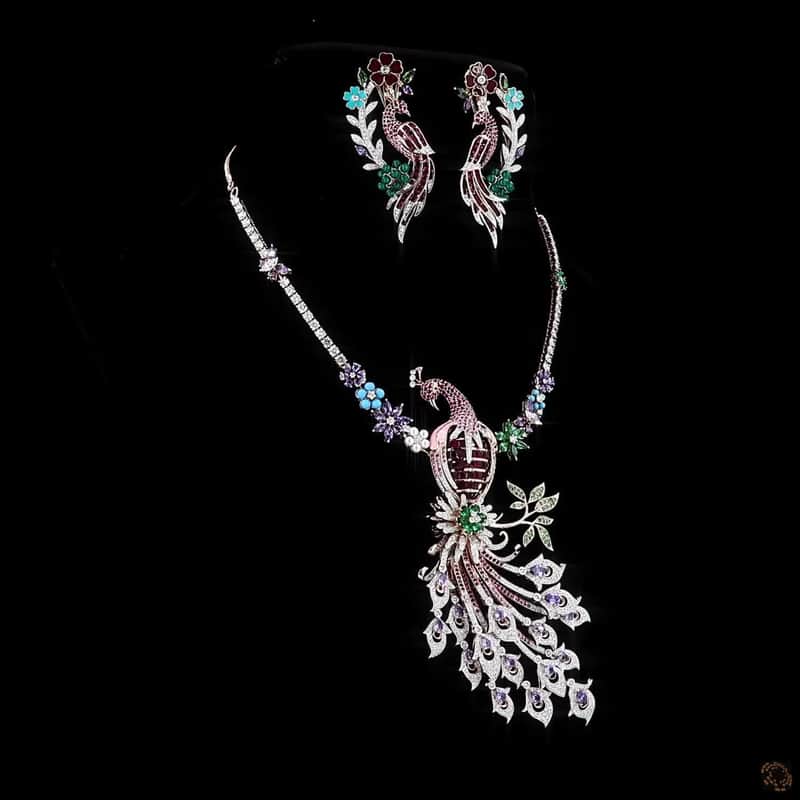 Peacock Gemstone Pendant Set 3