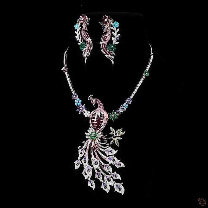Peacock Gemstone Pendant Set 4