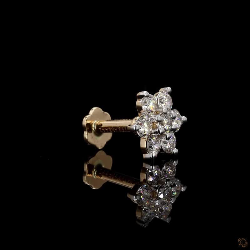 Round Diamond Flower Nose Pin 2