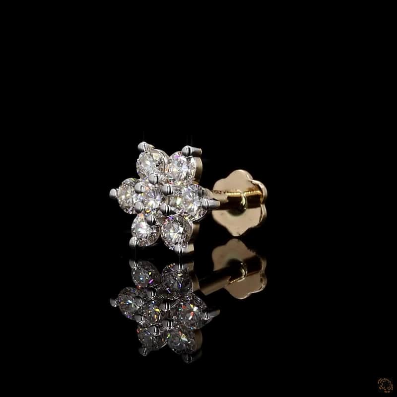 Round Diamond Flower Nose Pin 3