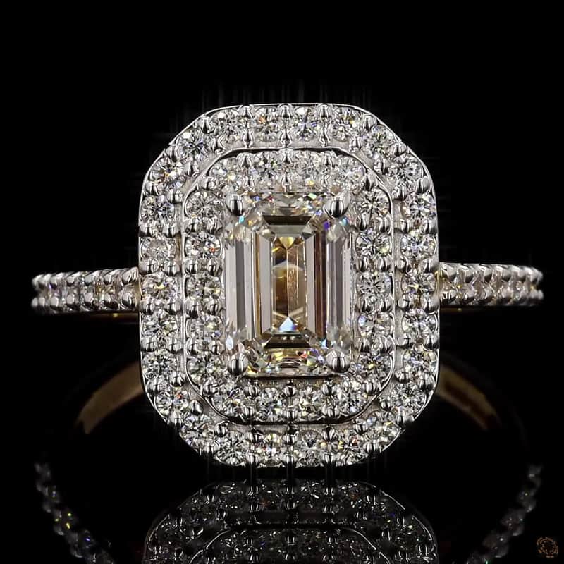Double Halo Emerald-Cut Ring 2