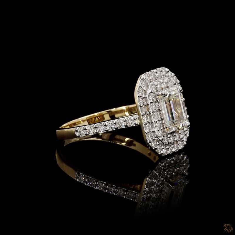 Double Halo Emerald-Cut Ring 3