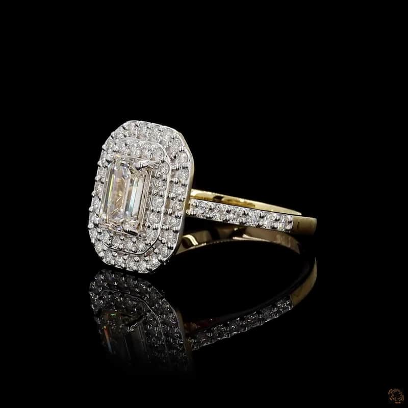 Double Halo Emerald-Cut Ring 4
