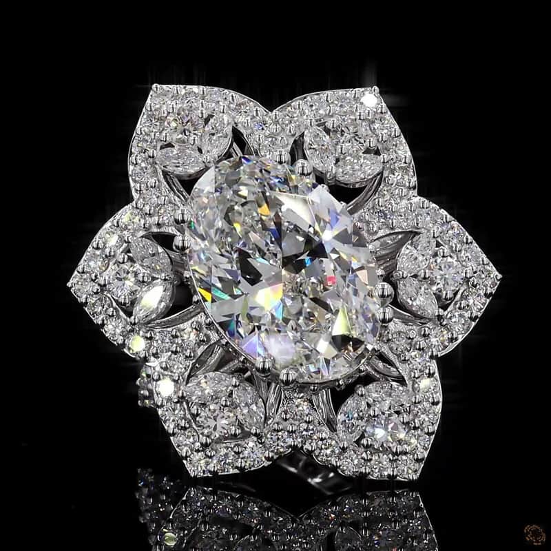 Floral Petal Halo Ring 2