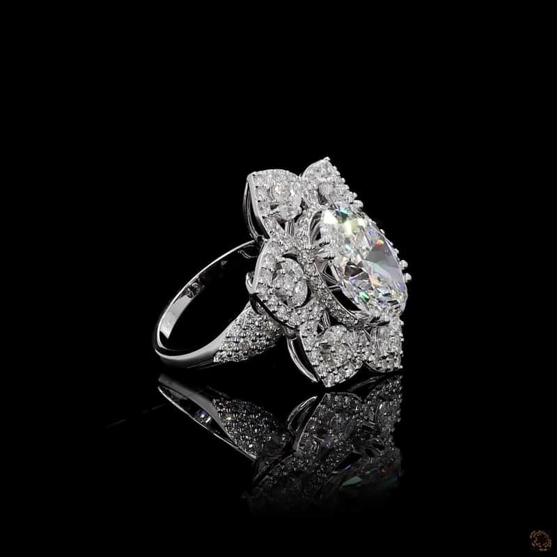 Floral Petal Halo Ring 3
