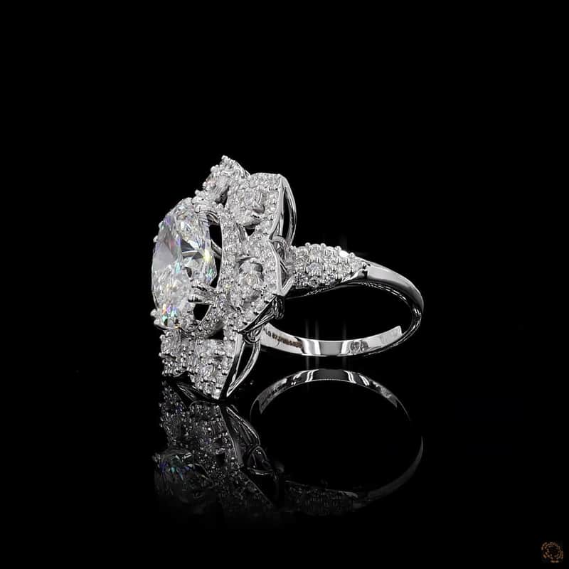 Floral Petal Halo Ring 4