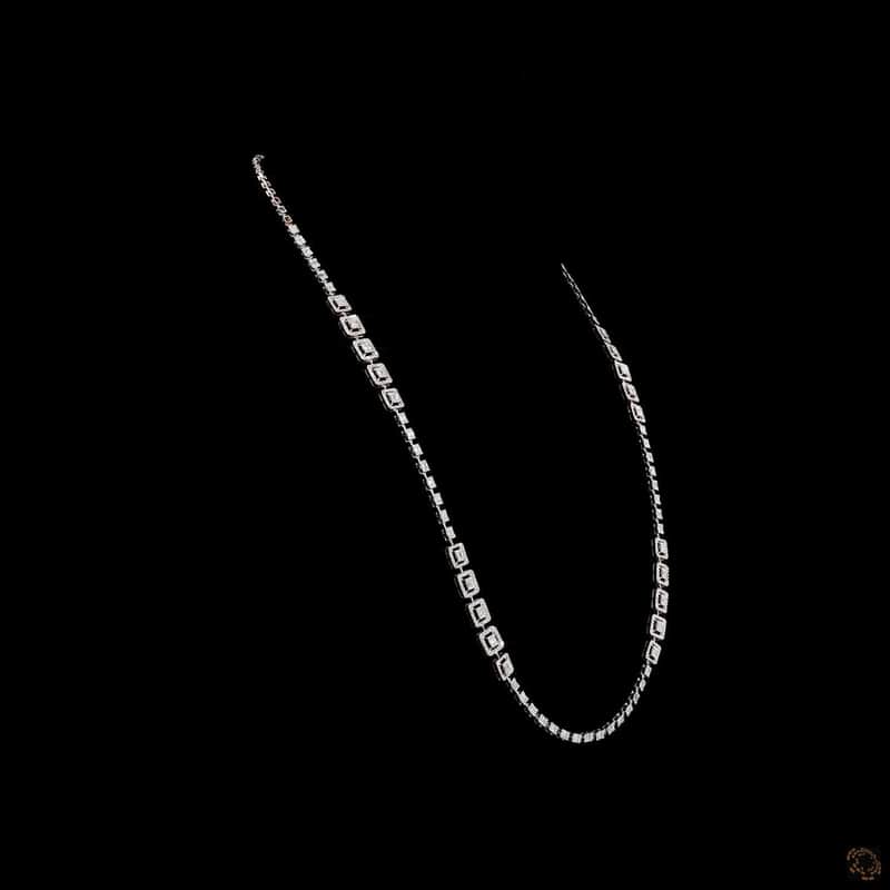 Graduated Emerald-Cut Halo Necklace 3