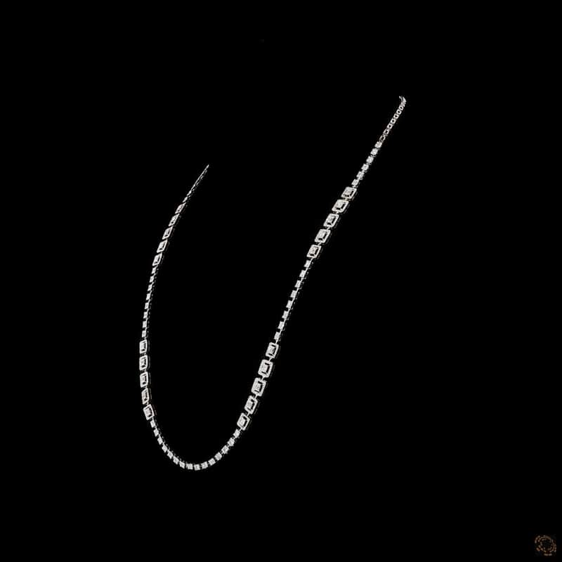 Graduated Emerald-Cut Halo Necklace 4