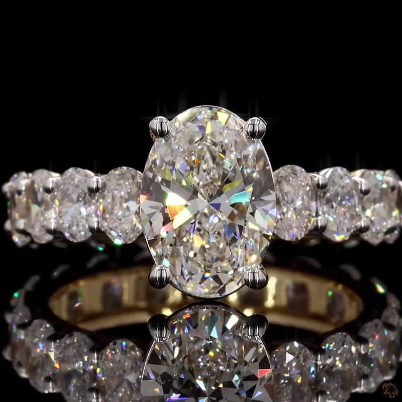 Oval Side-Stone Solitaire Ring 2