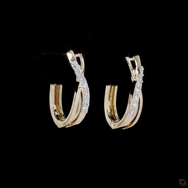 Crossover Pavé Huggie Earrings 2