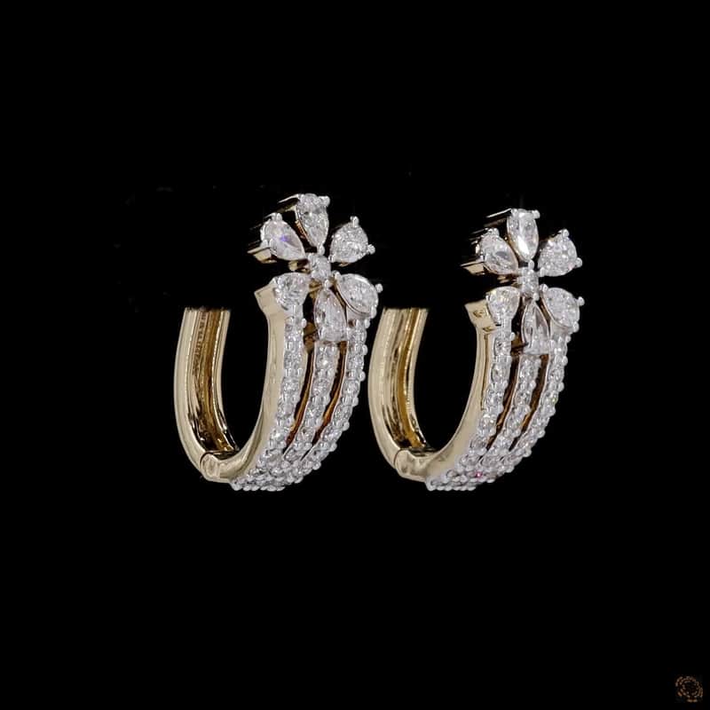 Floral Pavé J-Hoop Earrings 2