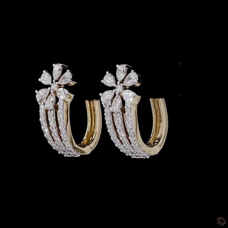 Floral Pavé J-Hoop Earrings 3