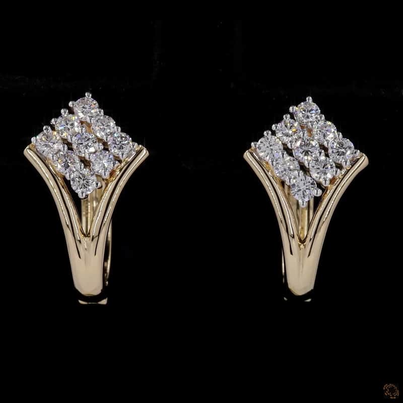 Diamond Cluster Huggie Earrings 2