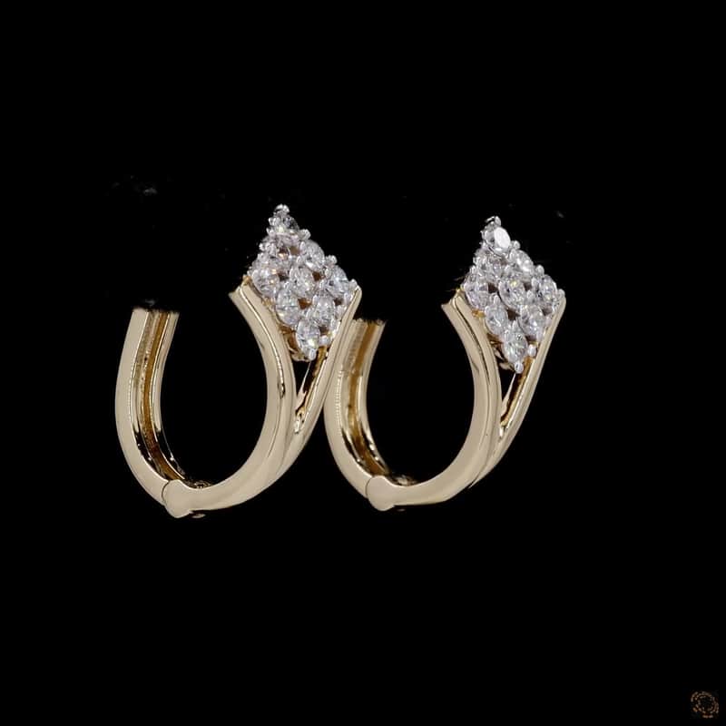 Diamond Cluster Huggie Earrings 3