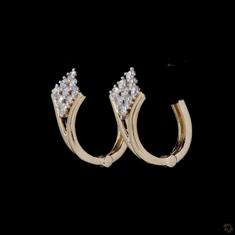 Diamond Cluster Huggie Earrings 4