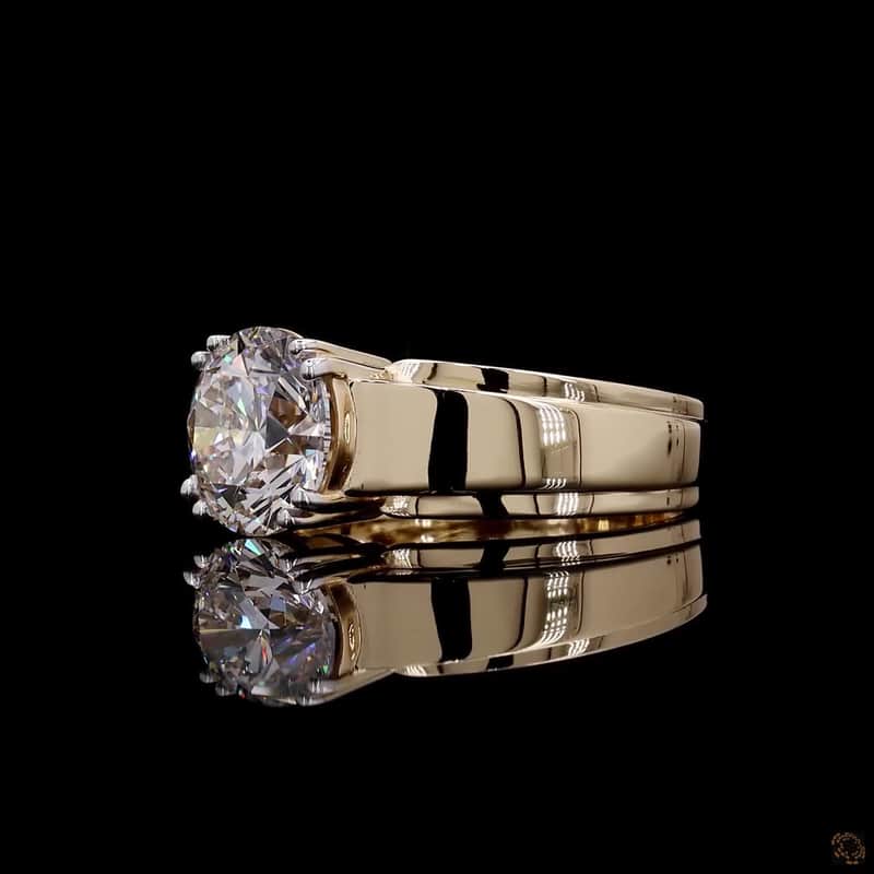 Wide Band Solitaire Ring 3