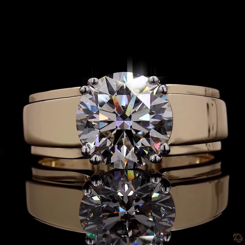 Wide Band Solitaire Ring 5
