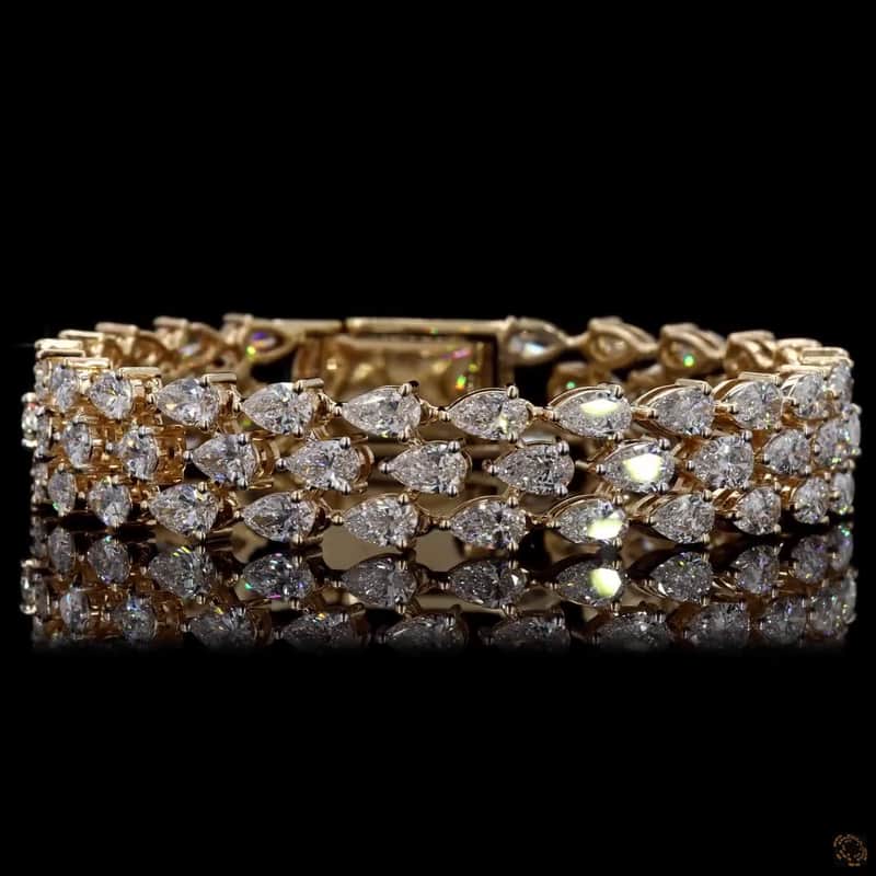 Three-Row Pear Diamond Bracelet 3