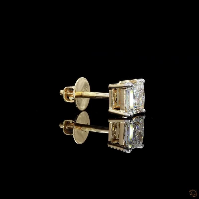 Princess Solitaire Stud Earrings 3