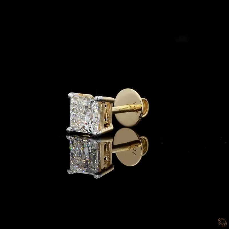 Princess Solitaire Stud Earrings 4