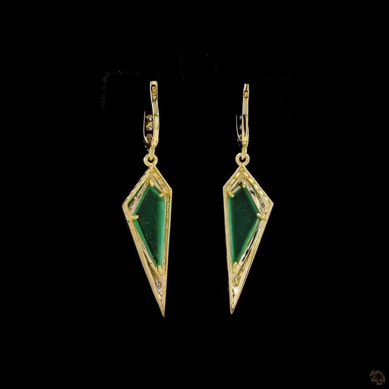 Geometric Emerald Kite Drop Earrings 2
