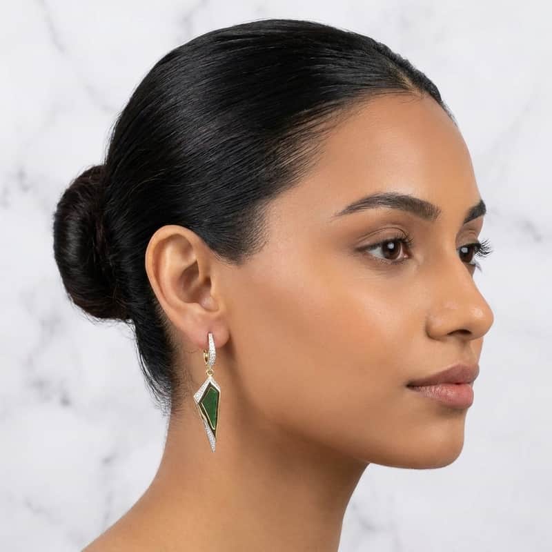 Geometric Emerald Kite Drop Earrings 3